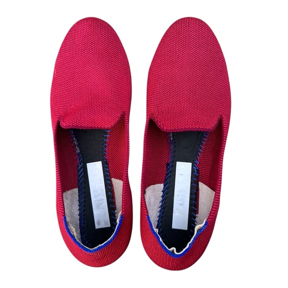 ROTHY’S The Loafer Slip On Flat Shoes Red Women’s Size 8 | Round Toe Blue Halo - Picture 9 of 11